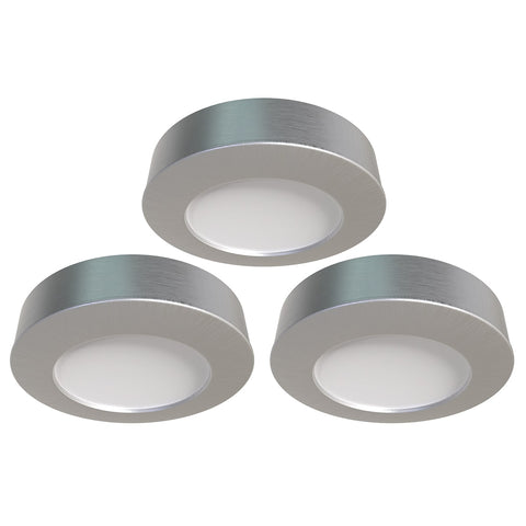 3 x 230v Brushed Chrome Surface/Recessed Mounted Under-Cabinet Lights