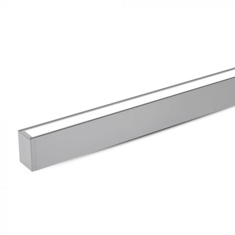 A close up of the 40W LED Linear Hanging Suspension Light (Silver)