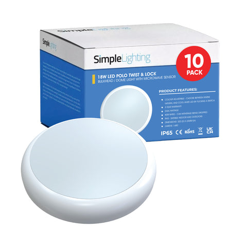 Pack of 10 LED bulkhead lights with microwave sensor