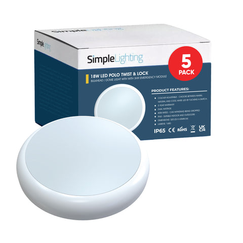 pack of 5 LED bulkhead lights with emergency module