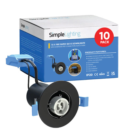 Pack of 10 Black Fire-Rated Downlights