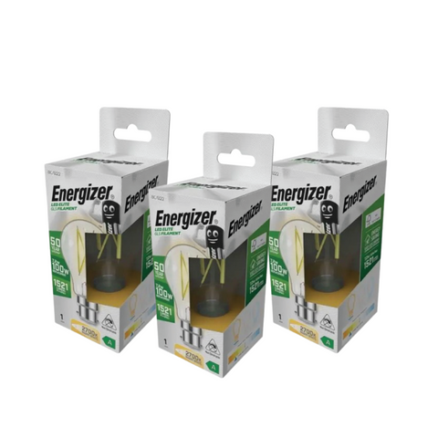 3 X Energizer 7.2w LED Bulb - A Rated, GLS Filament B22 - 2700K Warm White
