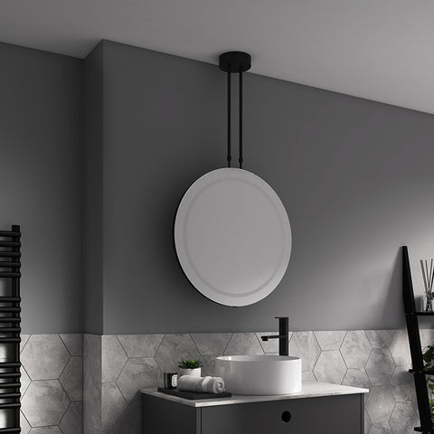 Ivy Two Sided Hanging Bathroom Mirror, Matt Black, Adjustable Height