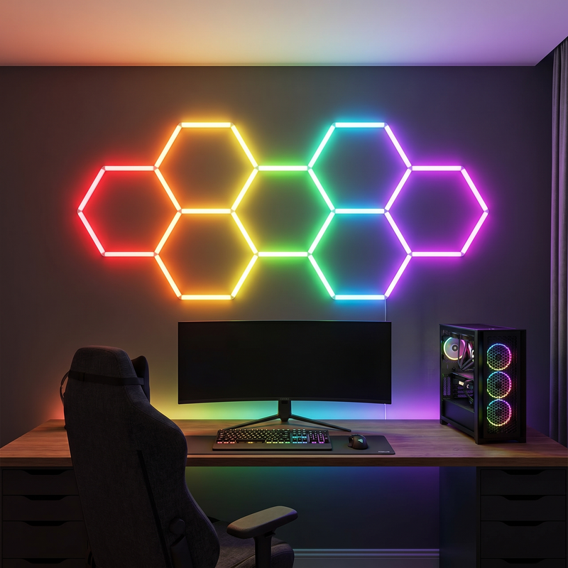 RGB colour changing hexagon LED light kit