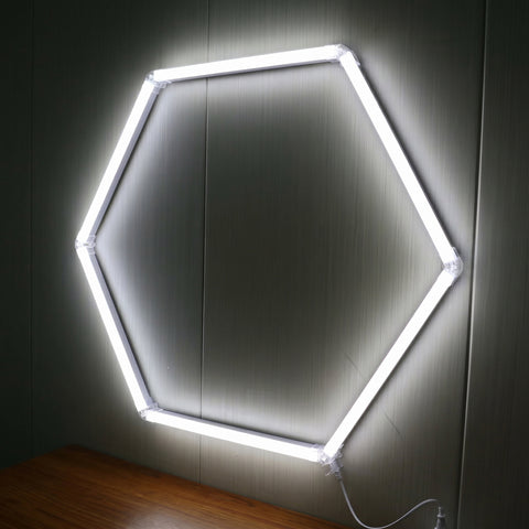 1 x Hexagon LED Light Kit - Cool White, Black Finish With Milky Covers (5 Year Warranty)