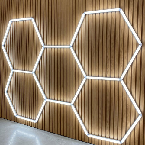 5 x Hexagon LED Light Kit - Cool White, White Finish (5 Year Warranty)