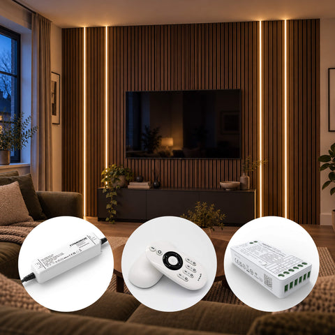 4 × 2.4m acoustic slat wall lighting kit with driver and remote control
