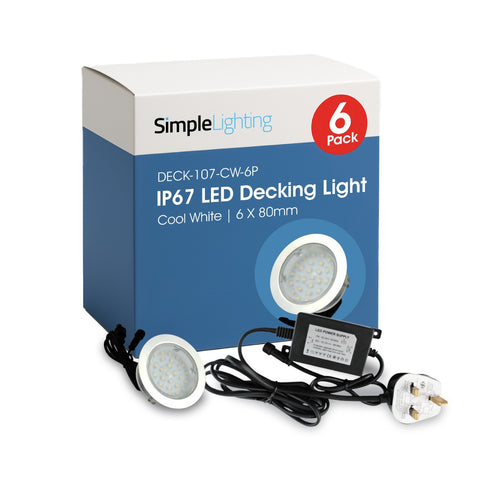 Pack of 6 80mm deck lights