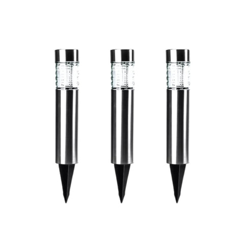 Pack of 3 Dubbo Stainless Steel LED Solar Bollard Light