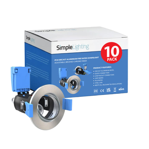 pack of 10 brushed chrome LED downlights