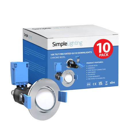 pack of 10 polished chrome adjustable LED downlights