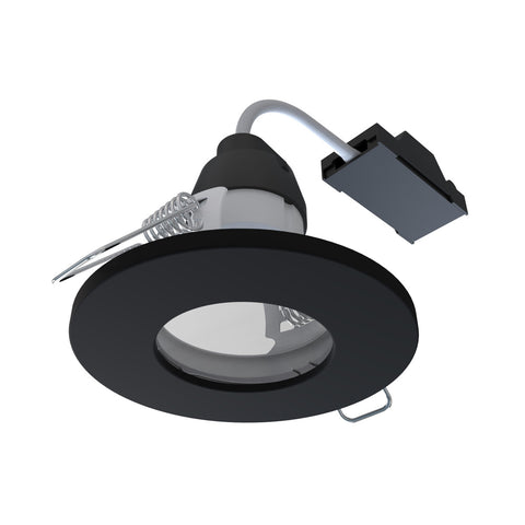 IP44 Fixed GU10 Downlight in Matt Black - 85mm (angle 1)