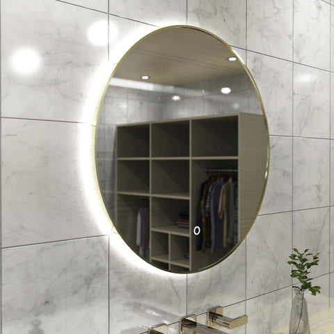 LED Bathroom mirror in Brushed Titanium Gold
