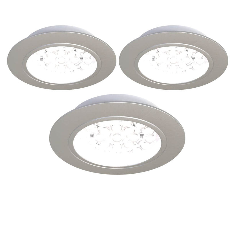 Three round LED cabinet light with cool white light