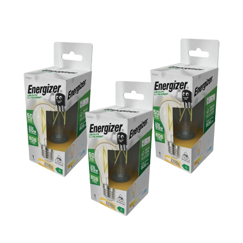 Pack of three warm white A rated Energizer bulbs