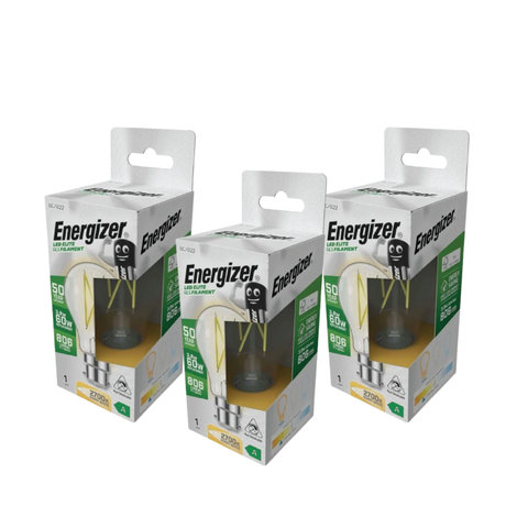 pack of 3 B22 filament LED bulbs, 2700K