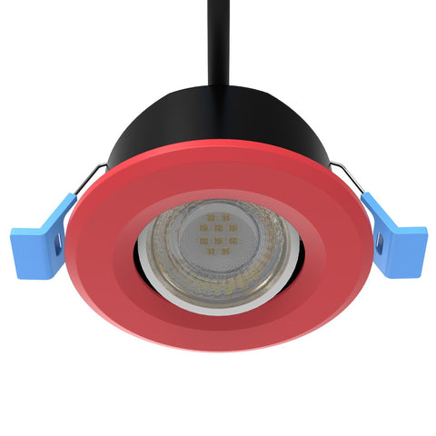 front of a red adjustable CCT LED downlight