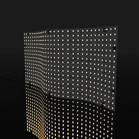 side close-up of a lit warm white LED sheet