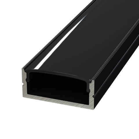 side close up of a black aluminium profile