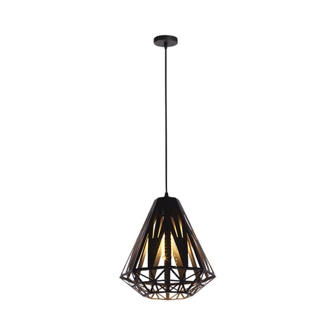 Black LED Pendant with Intricate Design