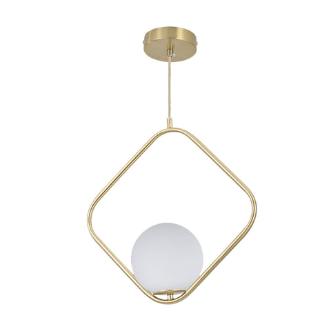 Diamond Shaped Pendant Light with a Glass Globe