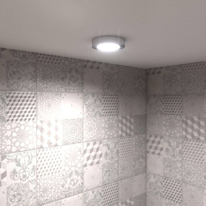 Demo of Cool White Round, Surface Mounted LED Cabinet Lights