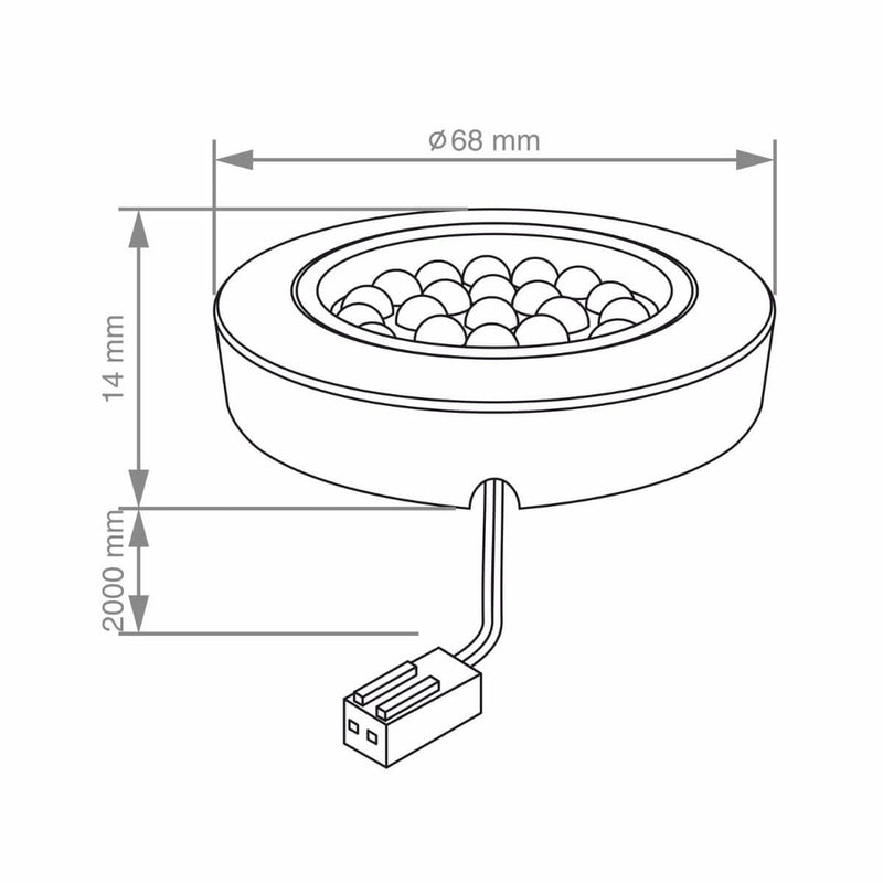 Round, Surface Mounted LED Cabinet Lights dimensions