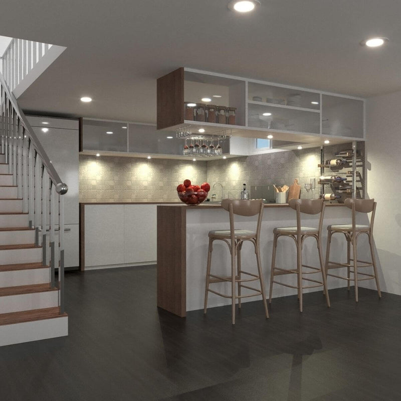 Kitchen Demo Warm White Round, Surface Mounted LED Cabinet Lights