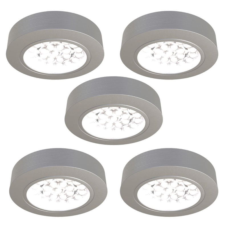 5 round LED under cabinet light with cool white light