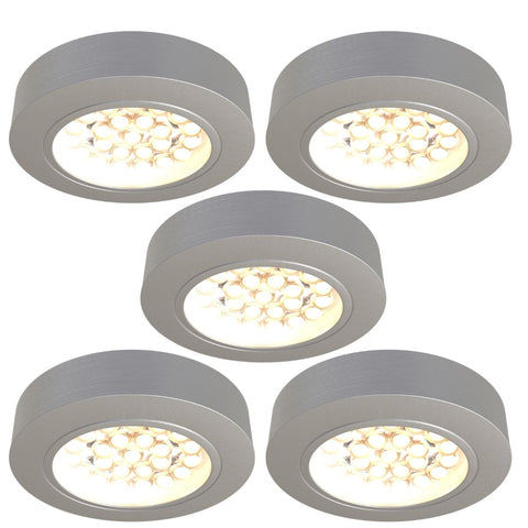 5 round LED under cabinet light with warm white light