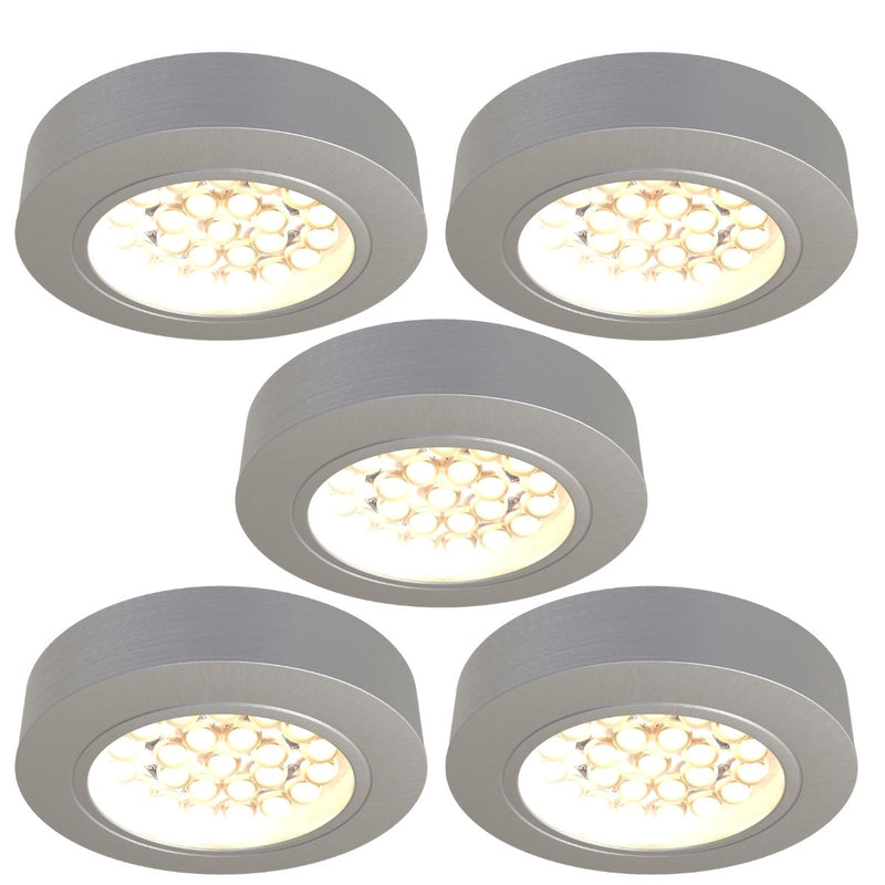 5 round LED under cabinet light with warm white light