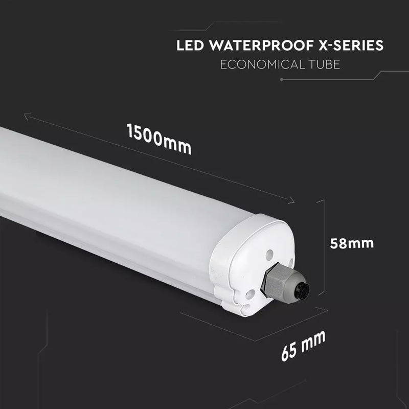 Full Dimension of Simple Lighting's 5FT LED Waterproof IP65 Batten Light