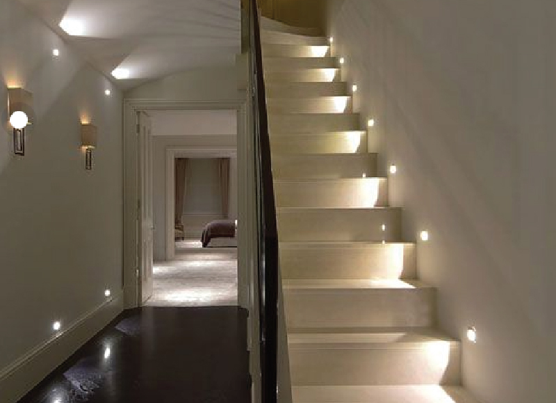 stairs with plinth lights