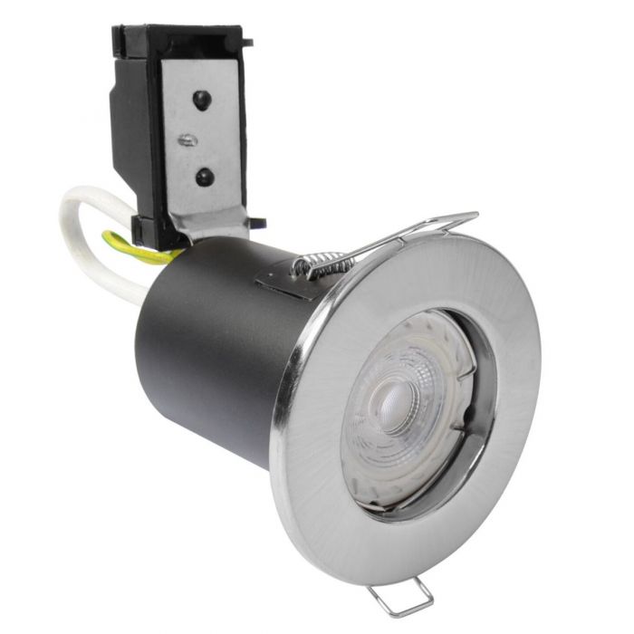 Brushed Chrome Fire Rated Downlight with LED GU10