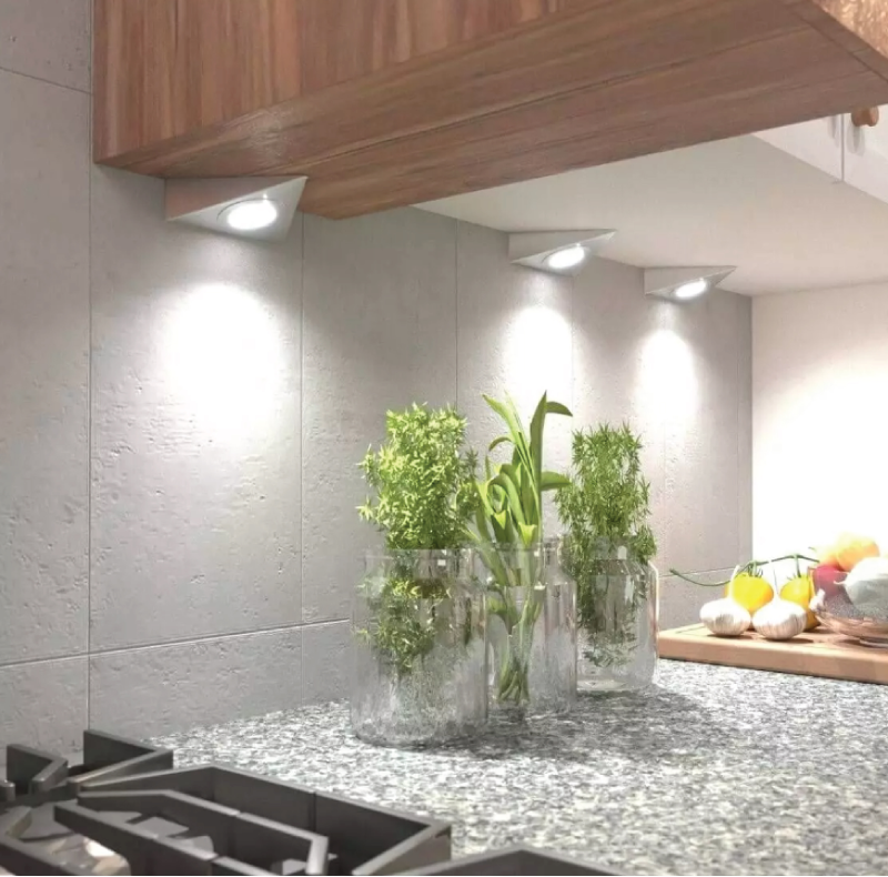 inverted triangle kitchen under cabinet lighting