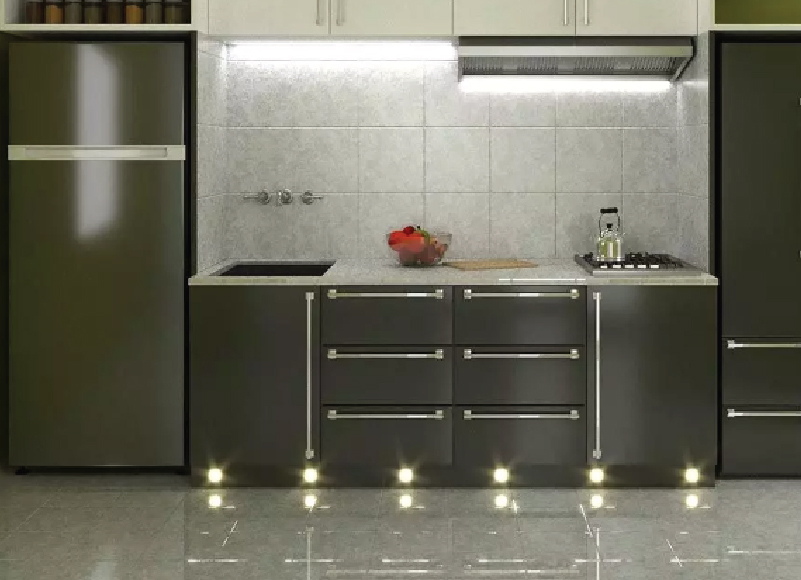 Modern Kitchen with Plinth Lights - Natural White