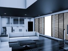 Living room with led lights