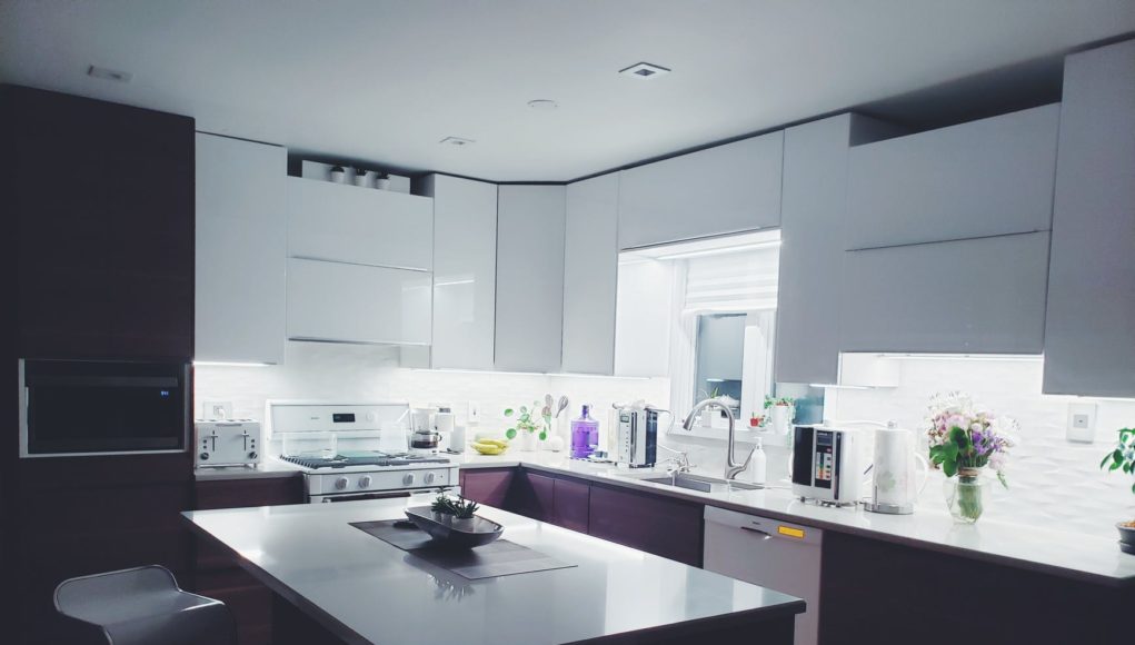 kitchen with under cabinet lighting