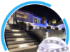 outdoor staircase with LED strip lights