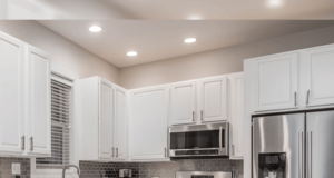 kitchen with cool mounted LED downlights