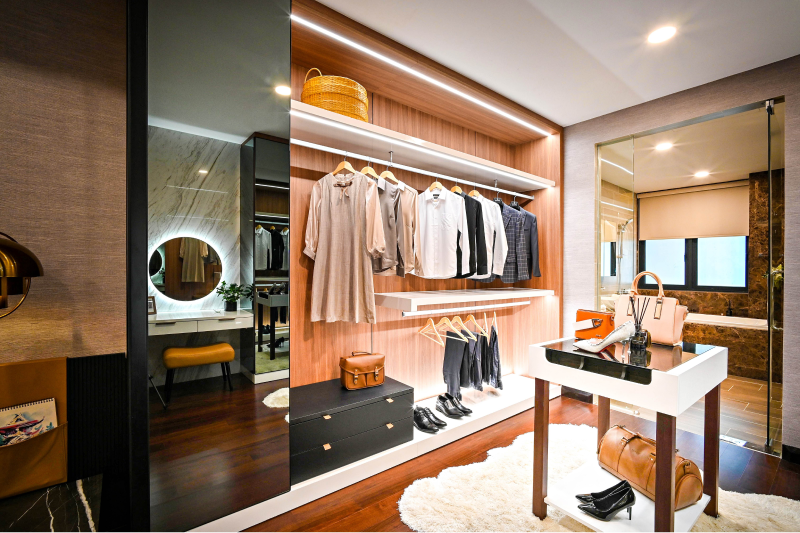 Closet with LED Mirror and Downlights