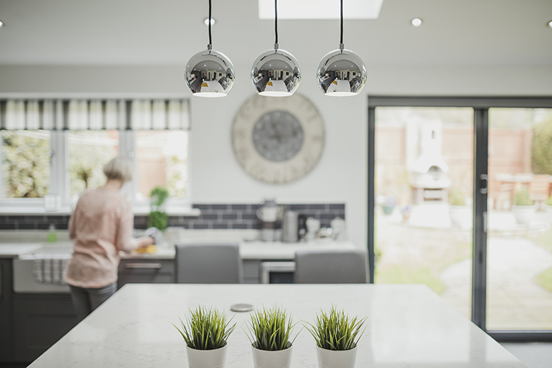 Kitchen With Cool White LED Lighting