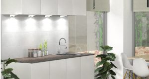 Beautiful White Kitchen with Simple Lighting's Under Cabinet Lighting