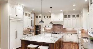 kitchen with white LED lights