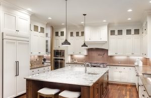 kitchen with white LED lights