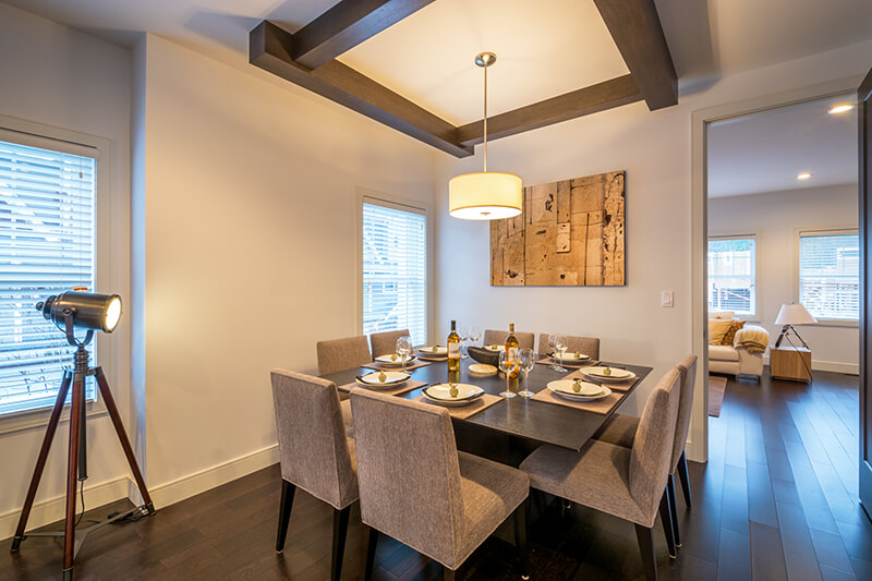 Dining room with warm lights