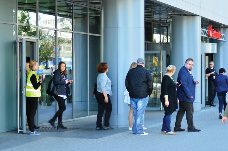 people outside a building