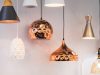 pendant lamps in various colours and sizes