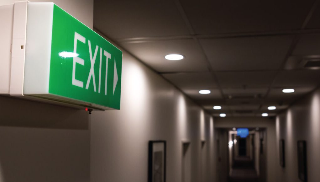 green exit sign