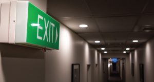 green exit sign